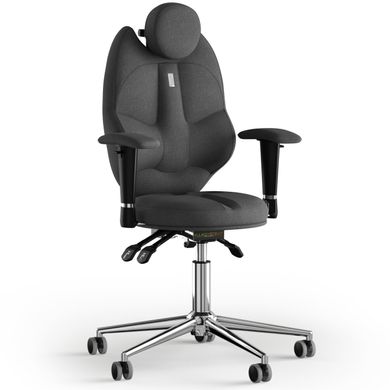Ергономічне офісне крісло та стілець з ортопедичним ефектом для керівників, персоналу, школярів та дітей Крісло KULIK SYSTEM TRIO Тканина з підголівником без дизайнерського шва Сірий