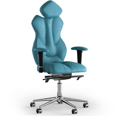 Эргономическое офисное кресло и стул с ортопедическим эффектом для руководителей, персонала, школьников и детей Кресло KULIK SYSTEM ROYAL Антара с подголовником без дизайнерского шва Аквамарин