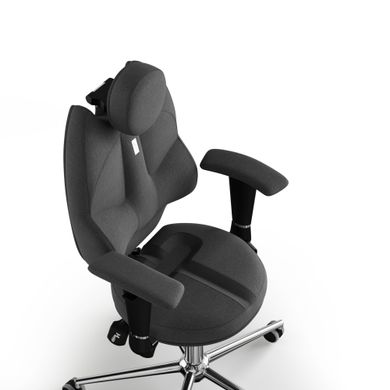 Ергономічне офісне крісло та стілець з ортопедичним ефектом для керівників, персоналу, школярів та дітей Крісло KULIK SYSTEM TRIO Тканина з підголівником без дизайнерського шва Сірий