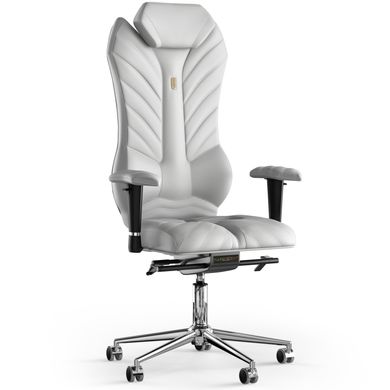 Эргономическое офисное кресло и стул с ортопедическим эффектом для руководителей, персонала, школьников и детей Кресло KULIK SYSTEM MONARCH Кожа с подголовником и дизайнерским швом Белый