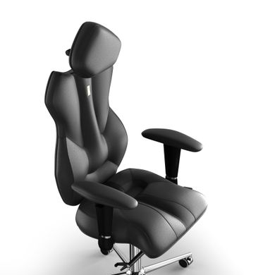 Ергономічне офісне крісло та стілець з ортопедичним ефектом для керівників, персоналу, школярів та дітей Крісло KULIK SYSTEM ROYAL Шкіра з підголівником без дизайнерського шва Чорний