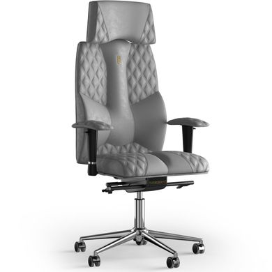 Эргономическое офисное кресло и стул с ортопедическим эффектом для руководителей, персонала, школьников и детей Кресло KULIK SYSTEM BUSINESS Антара с подголовником и дизайнерским швом Серебристый