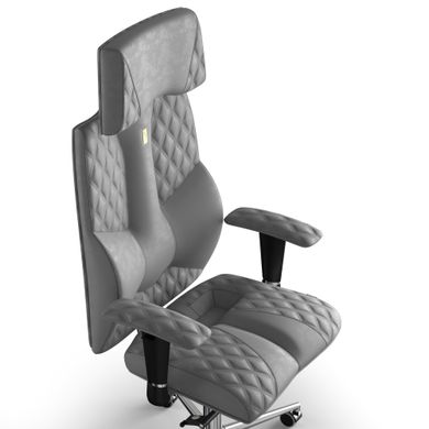 Эргономическое офисное кресло и стул с ортопедическим эффектом для руководителей, персонала, школьников и детей Кресло KULIK SYSTEM BUSINESS Антара с подголовником и дизайнерским швом Серебристый