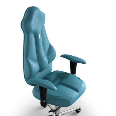 Эргономическое офисное кресло и стул с ортопедическим эффектом для руководителей, персонала, школьников и детей Кресло KULIK SYSTEM IMPERIAL Антара с подголовником без дизайнерского шва Аквамарин