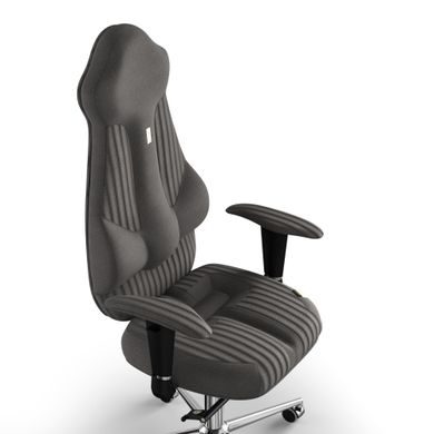Ергономічне офісне крісло та стілець з ортопедичним ефектом для керівників, персоналу, школярів та дітей Крісло KULIK SYSTEM IMPERIAL Тканина з підголівником і дизайнерським швом Сріблястий