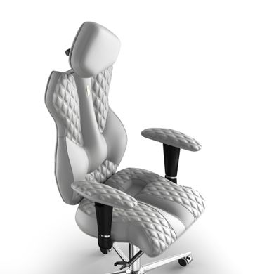 Ергономічне офісне крісло та стілець з ортопедичним ефектом для керівників, персоналу, школярів та дітей Крісло KULIK SYSTEM ROYAL Шкіра з підголівником і дизайнерським швом Білий