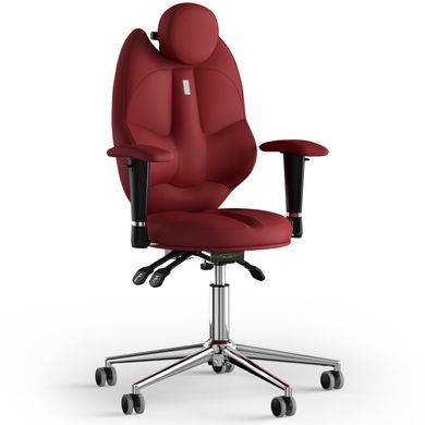 Эргономическое офисное кресло и стул с ортопедическим эффектом для руководителей, персонала, школьников и детей Кресло KULIK SYSTEM TRIO Экокожа с подголовником без дизайнерского шва Красный