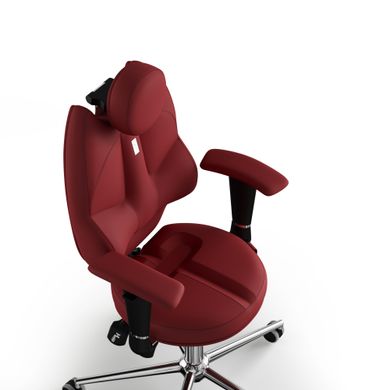 Ергономічне офісне крісло та стілець з ортопедичним ефектом для керівників, персоналу, школярів та дітей Крісло KULIK SYSTEM TRIO Екошкіра з підголівником без дизайнерського шва Червоний