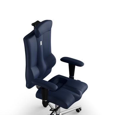 Эргономическое офисное кресло и стул с ортопедическим эффектом для руководителей, персонала, школьников и детей Кресло KULIK SYSTEM ELEGANCE Экокожа с подголовником без дизайнерского шва Темно-синий
