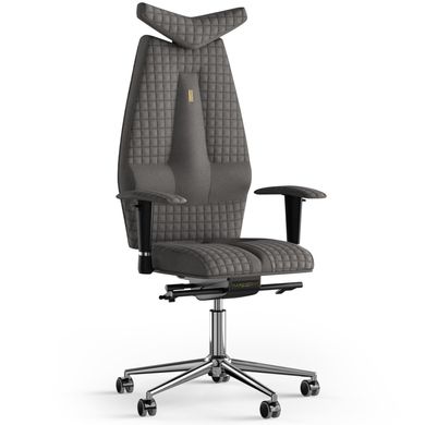 Ергономічне офісне крісло та стілець з ортопедичним ефектом для керівників, персоналу, школярів та дітей Крісло KULIK SYSTEM JET Тканина з підголівником і дизайнерським швом Сріблястий