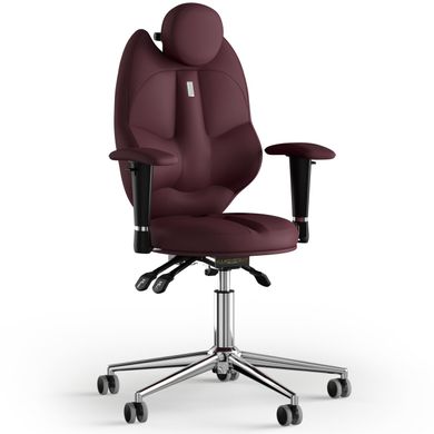 Ергономічне офісне крісло та стілець з ортопедичним ефектом для керівників, персоналу, школярів та дітей Крісло KULIK SYSTEM TRIO Екошкіра з підголівником без дизайнерського шва Бордовий
