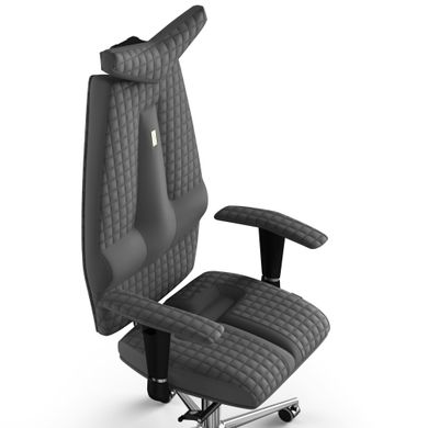 Ергономічне офісне крісло та стілець з ортопедичним ефектом для керівників, персоналу, школярів та дітей Крісло KULIK SYSTEM JET Екошкіра з підголівником і дизайнерським швом Сірий