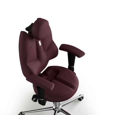 Ергономічне офісне крісло та стілець з ортопедичним ефектом для керівників, персоналу, школярів та дітей Крісло KULIK SYSTEM TRIO Екошкіра з підголівником без дизайнерського шва Бордовий