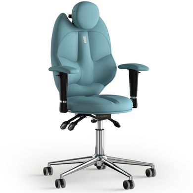 Эргономическое офисное кресло и стул с ортопедическим эффектом для руководителей, персонала, школьников и детей Кресло KULIK SYSTEM TRIO Экокожа с подголовником без дизайнерского шва Синий