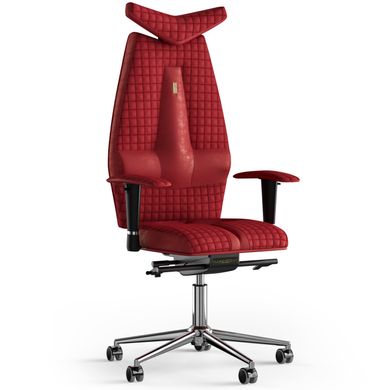 Ергономічне офісне крісло та стілець з ортопедичним ефектом для керівників, персоналу, школярів та дітей Крісло KULIK SYSTEM JET Антара з підголівником і дизайнерським швом Червоний