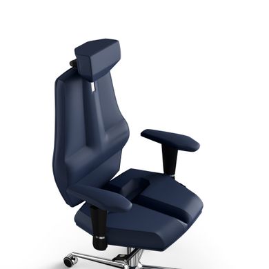 Ергономічне офісне крісло та стілець з ортопедичним ефектом для керівників, персоналу, школярів та дітей Крісло KULIK SYSTEM NANO Екошкіра з підголівником без дизайнерського шва Темно-синій