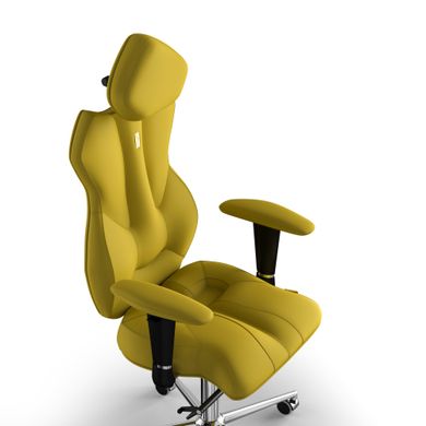 Эргономическое офисное кресло и стул с ортопедическим эффектом для руководителей, персонала, школьников и детей Кресло KULIK SYSTEM ROYAL Экокожа с подголовником без дизайнерского шва Желтый