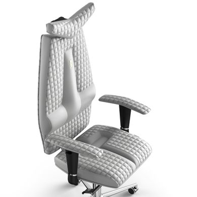 Ергономічне офісне крісло та стілець з ортопедичним ефектом для керівників, персоналу, школярів та дітей Крісло KULIK SYSTEM JET Шкіра з підголівником і дизайнерським швом Білий