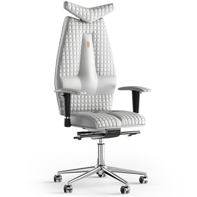Ергономічне офісне крісло та стілець з ортопедичним ефектом для керівників, персоналу, школярів та дітей Крісло KULIK SYSTEM JET Шкіра з підголівником і дизайнерським швом Білий