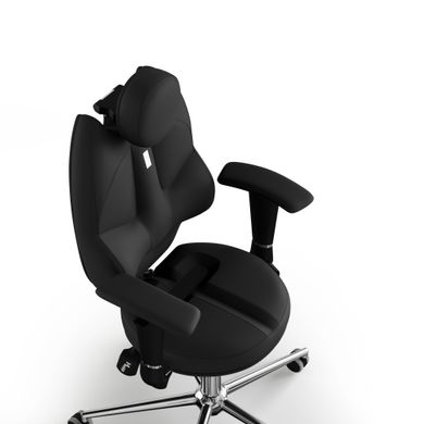 Ергономічне офісне крісло та стілець з ортопедичним ефектом для керівників, персоналу, школярів та дітей Крісло KULIK SYSTEM TRIO Шкіра з підголівником без дизайнерського шва Чорний